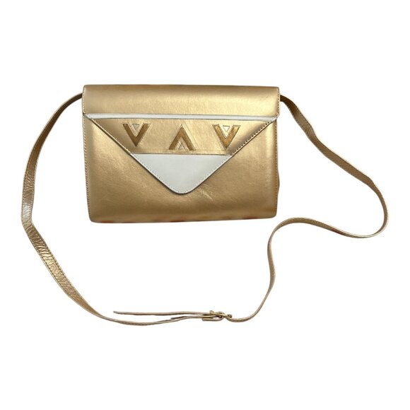 Margaret J. Handbags - Vintage Margaret J. Gold & White Geometric Leather Shoulder Bag – Made in Spain